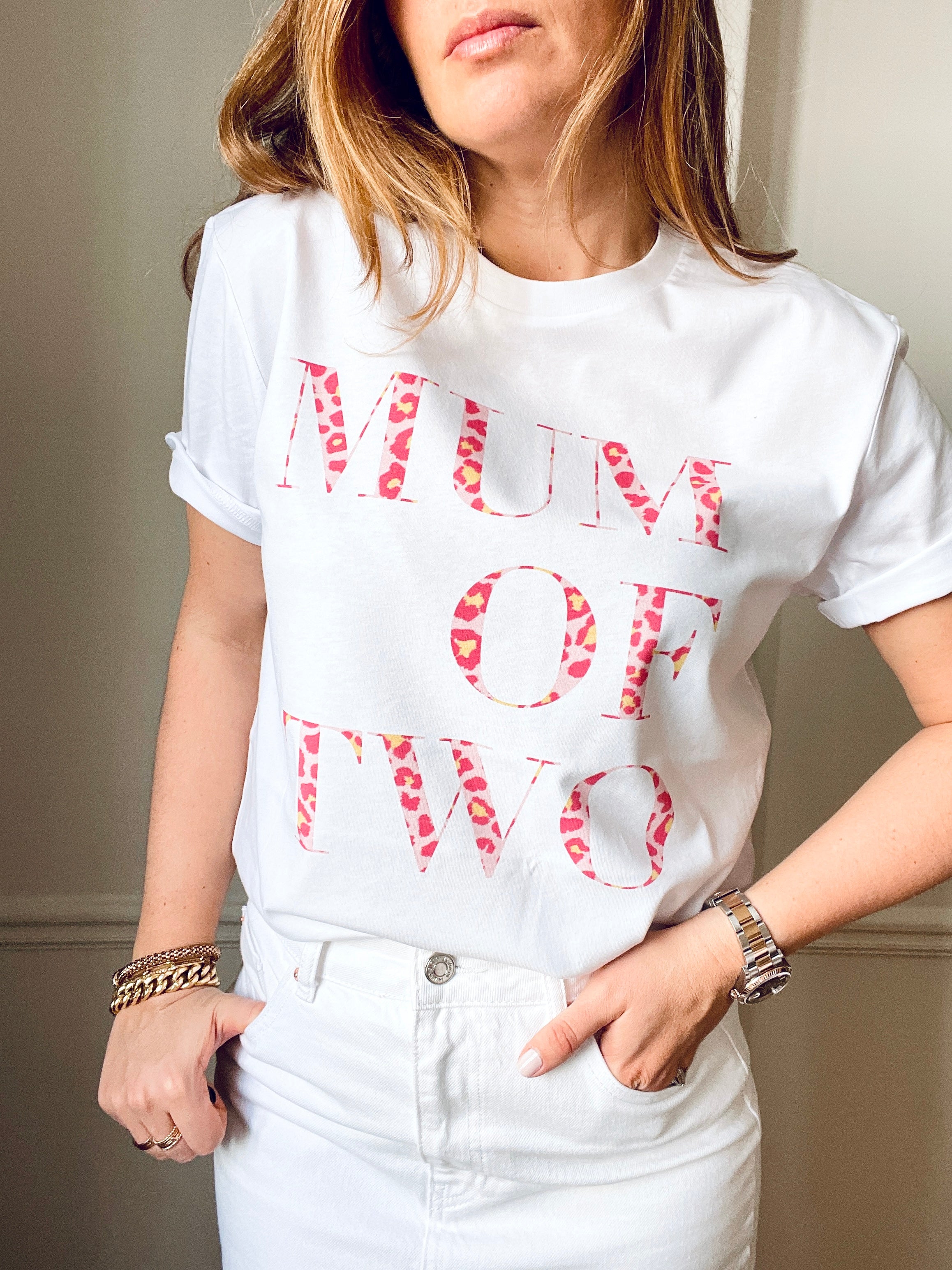 T-SHIRT LÉOPARD ROSE MUM OF ONE, TWO, THREE...