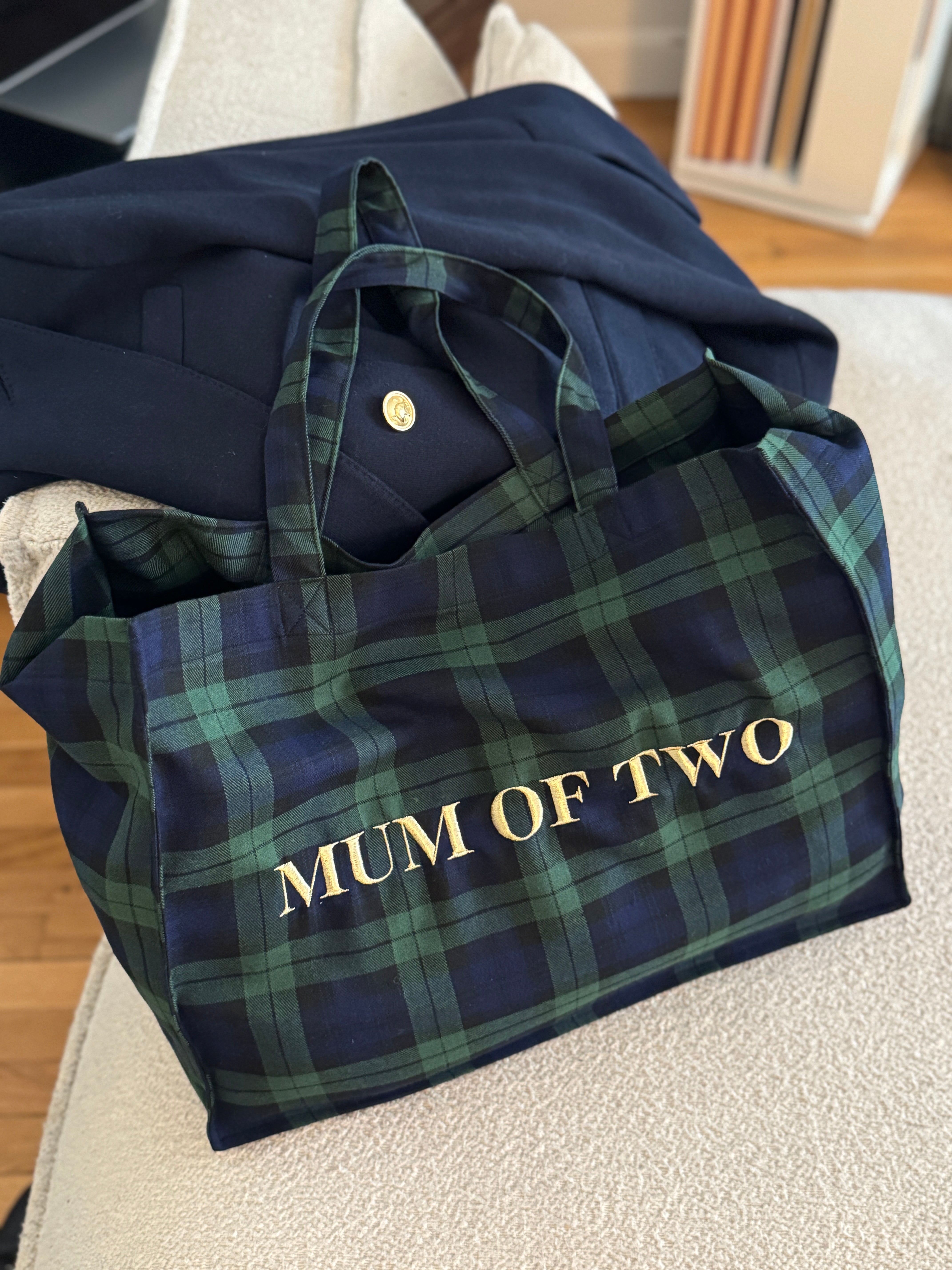 DAILY BAG TARTAN Broderie Dorée