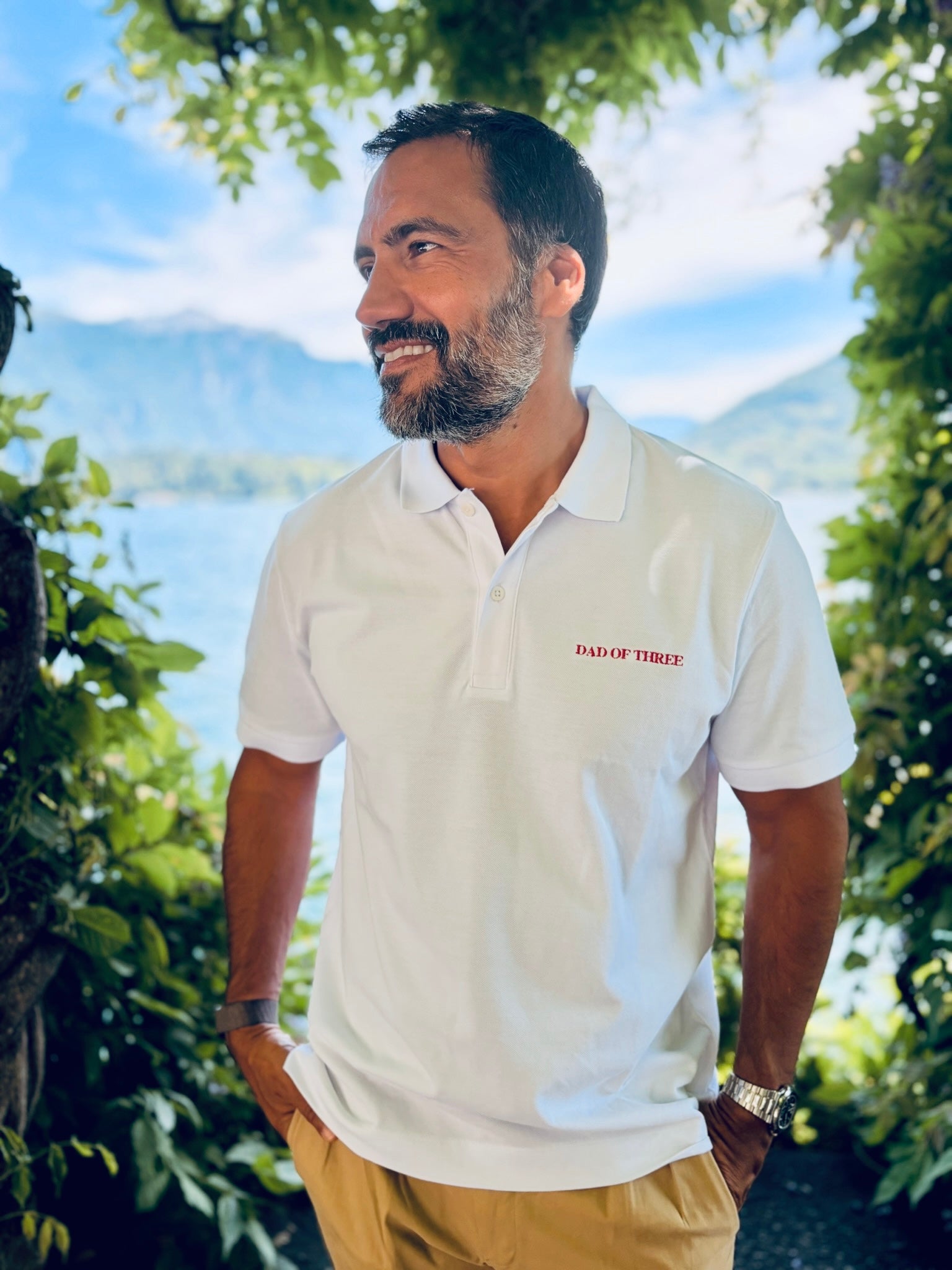 POLO BLANC BRODÉ ROUGE  DAD OF X SALOMÉ