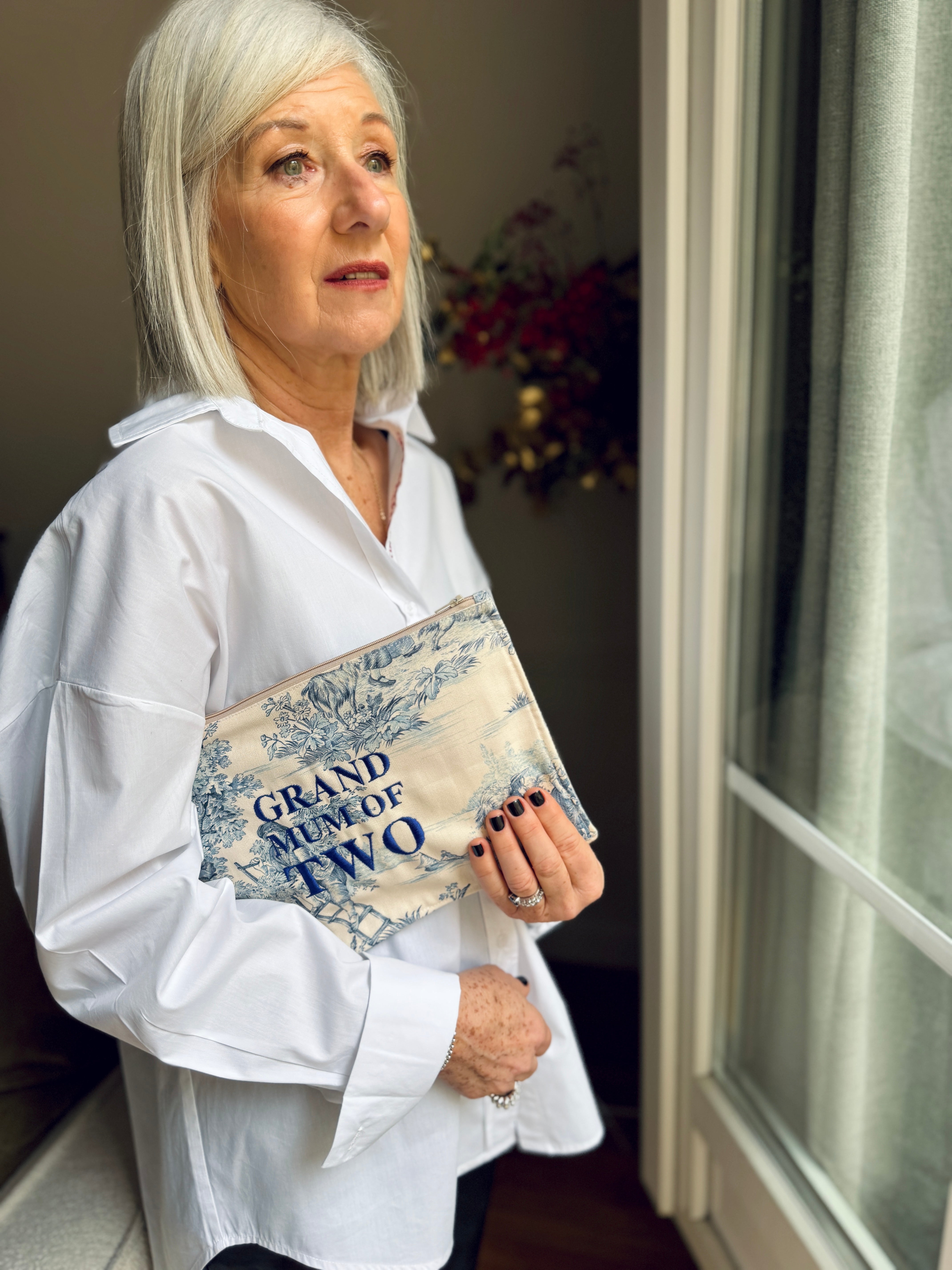 POCHETTE GRANDMUM BLEU Borderie BLEU