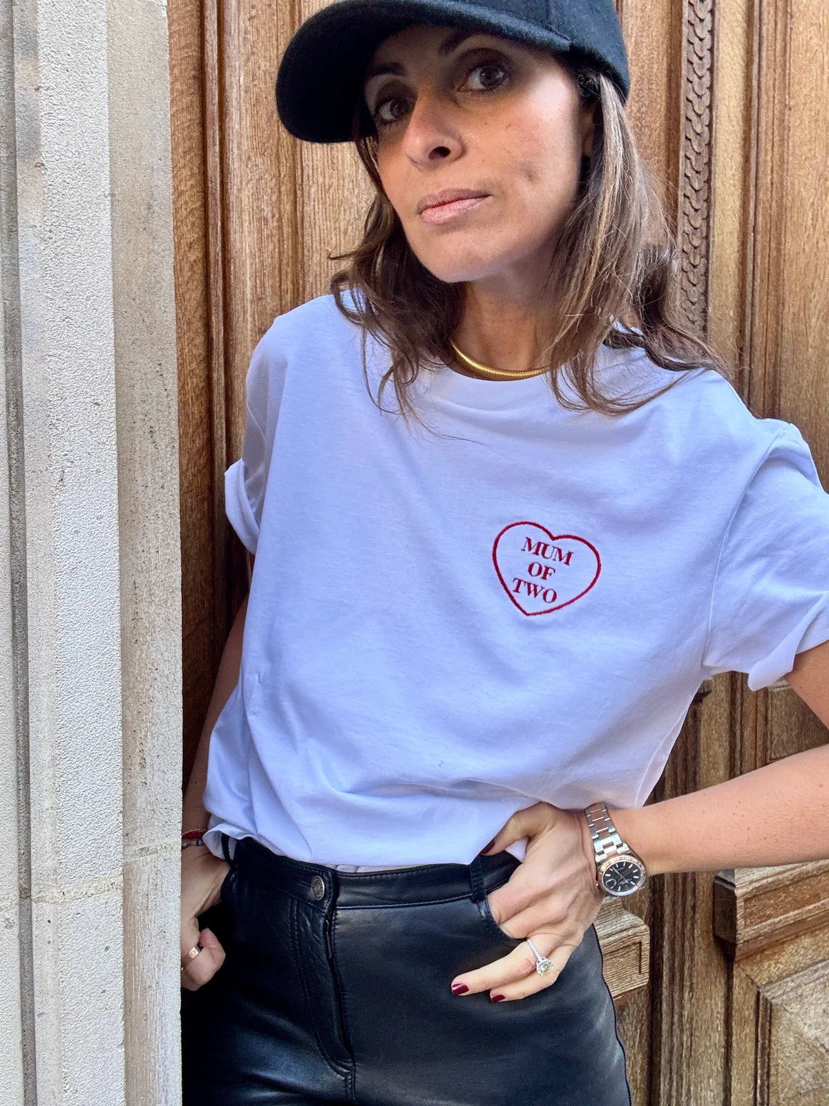 A T-Shirt MUM OF TWO Brodé Cœur