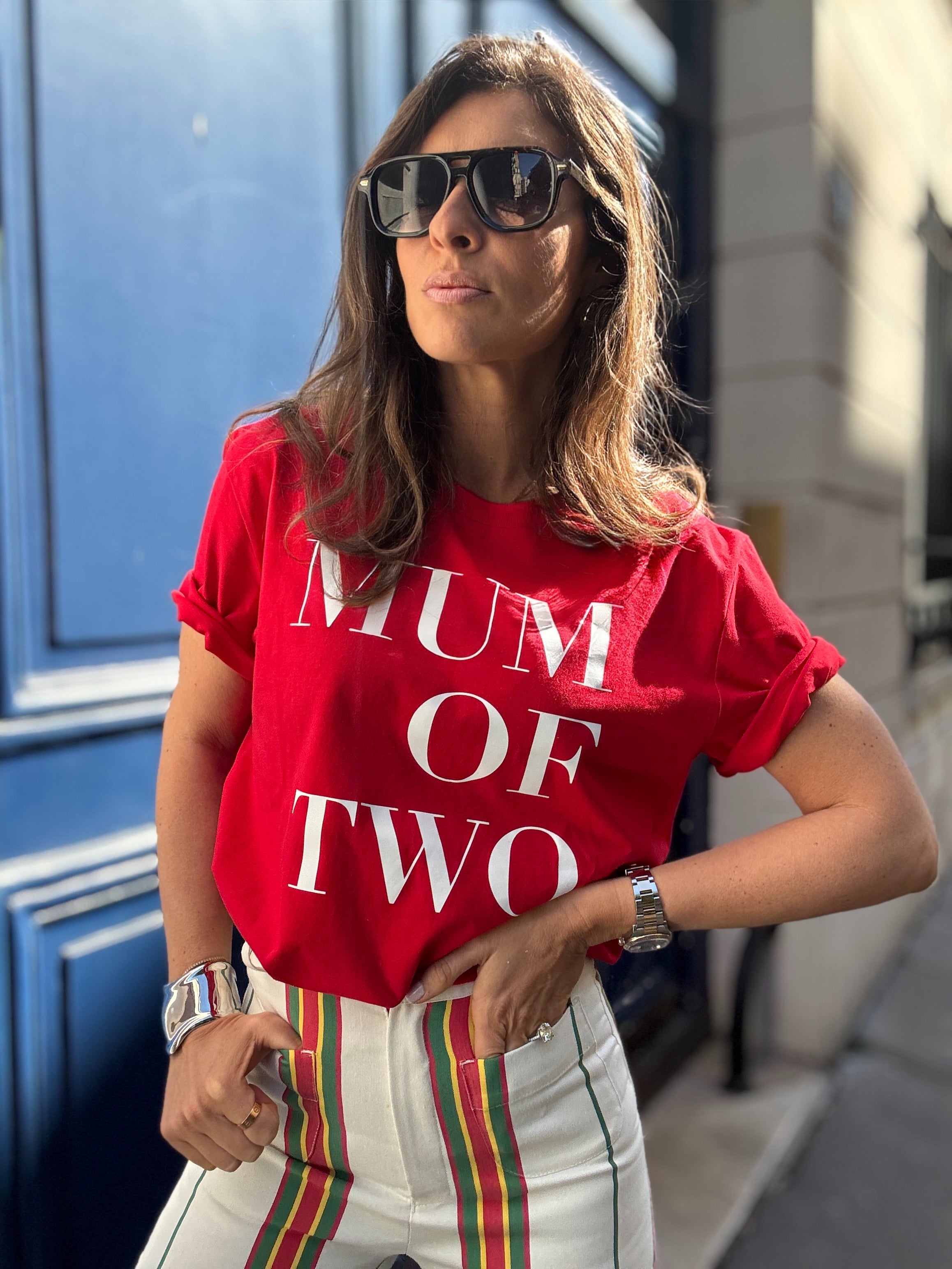 T-SHIRT ROUGE MUM OF ONE, MUM OF TWO, THREE, FOUR…