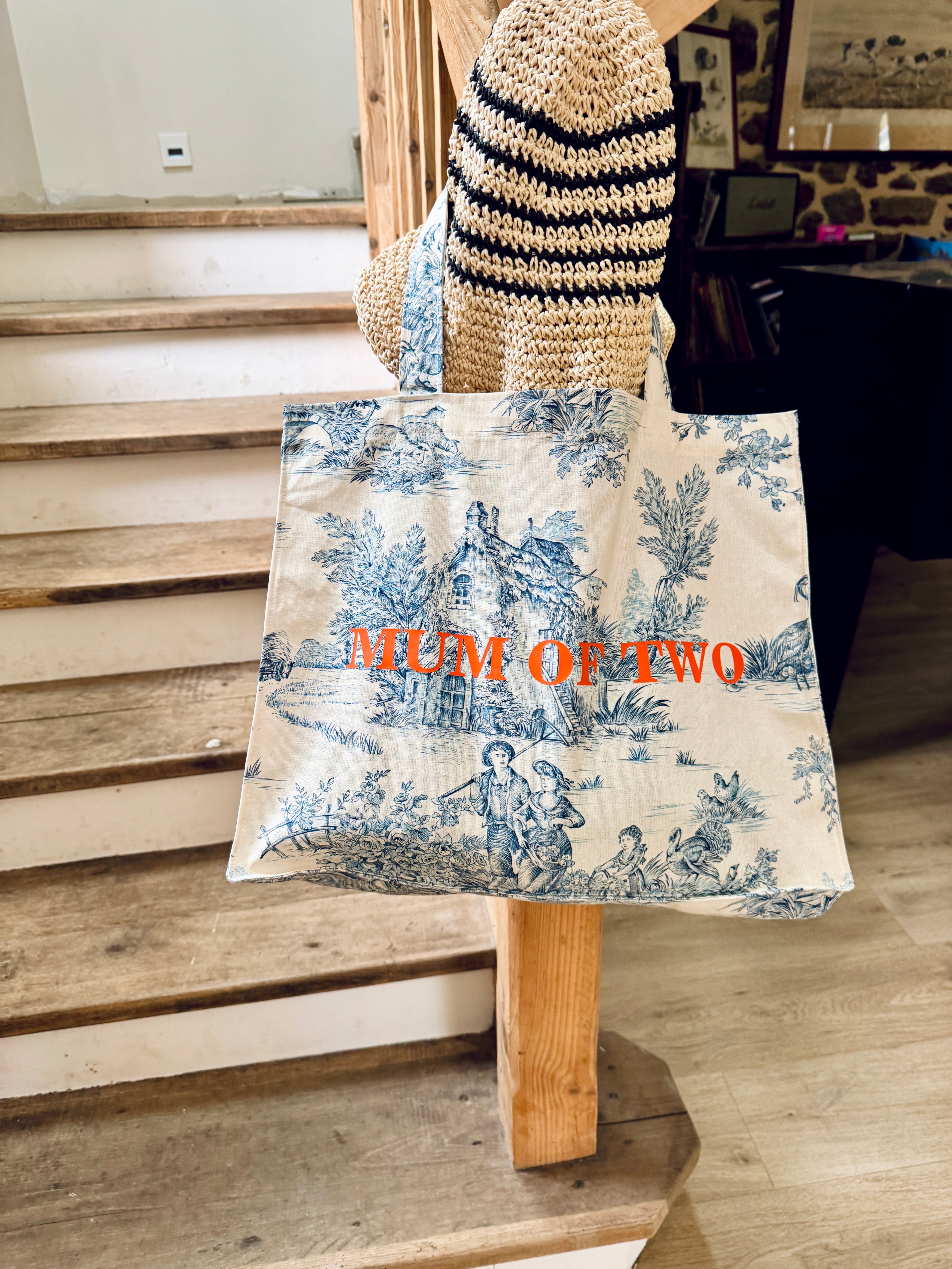 DAILY BAG BLEU IMPRIMÉ ORANGE