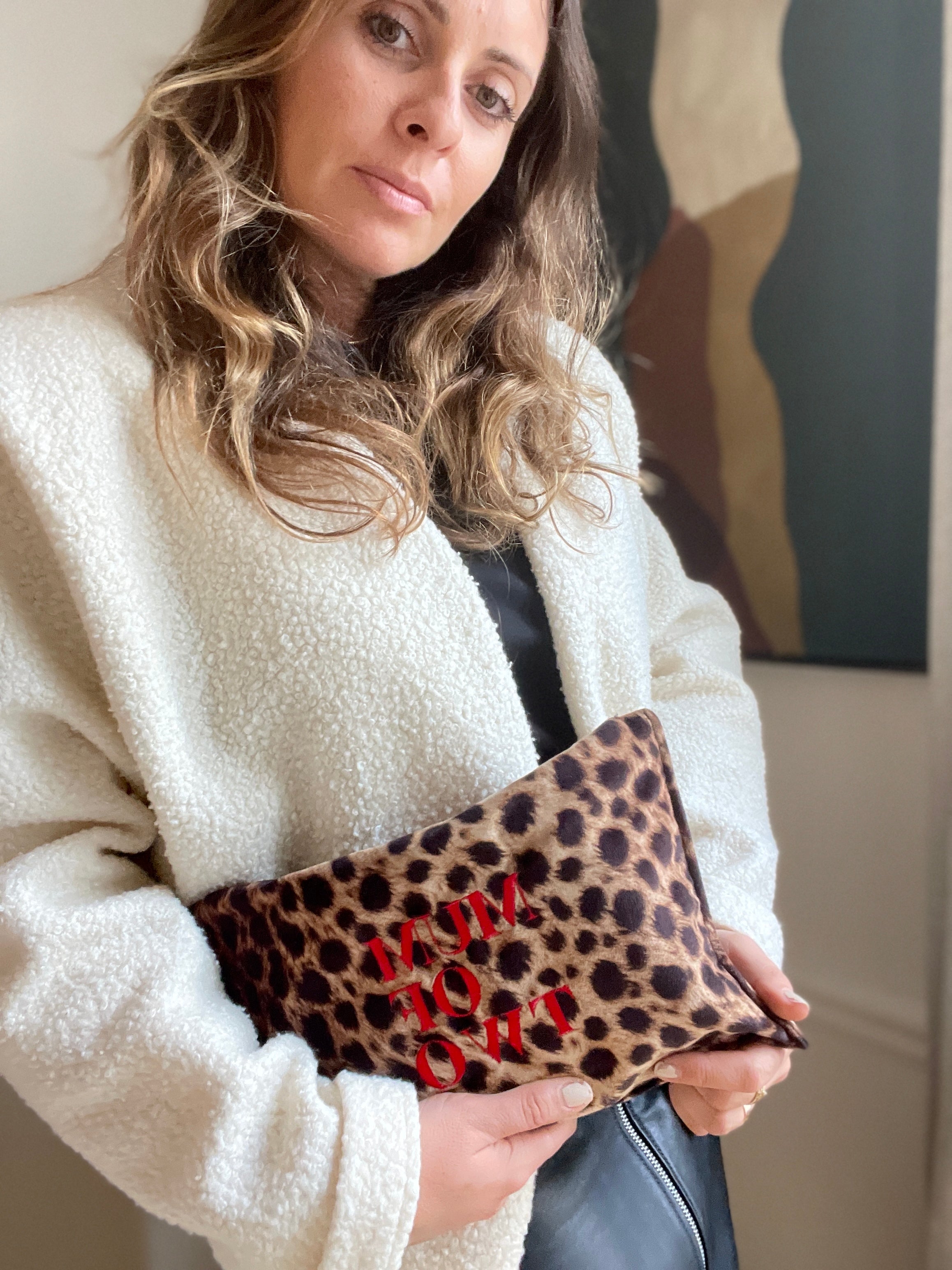 MUM OF red LEOPARD clutch