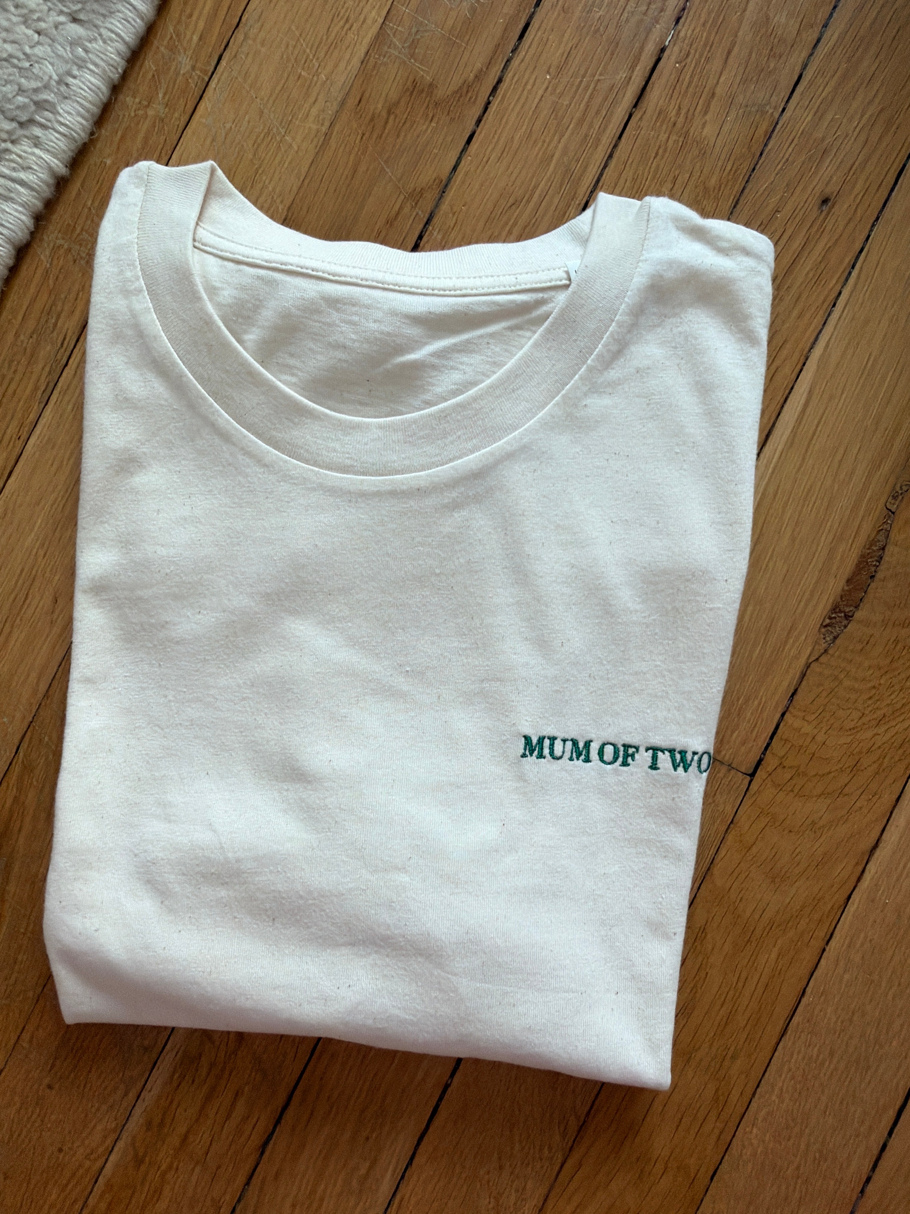 A T-Shirt MUM OF TWO ivoire Brodé Vert