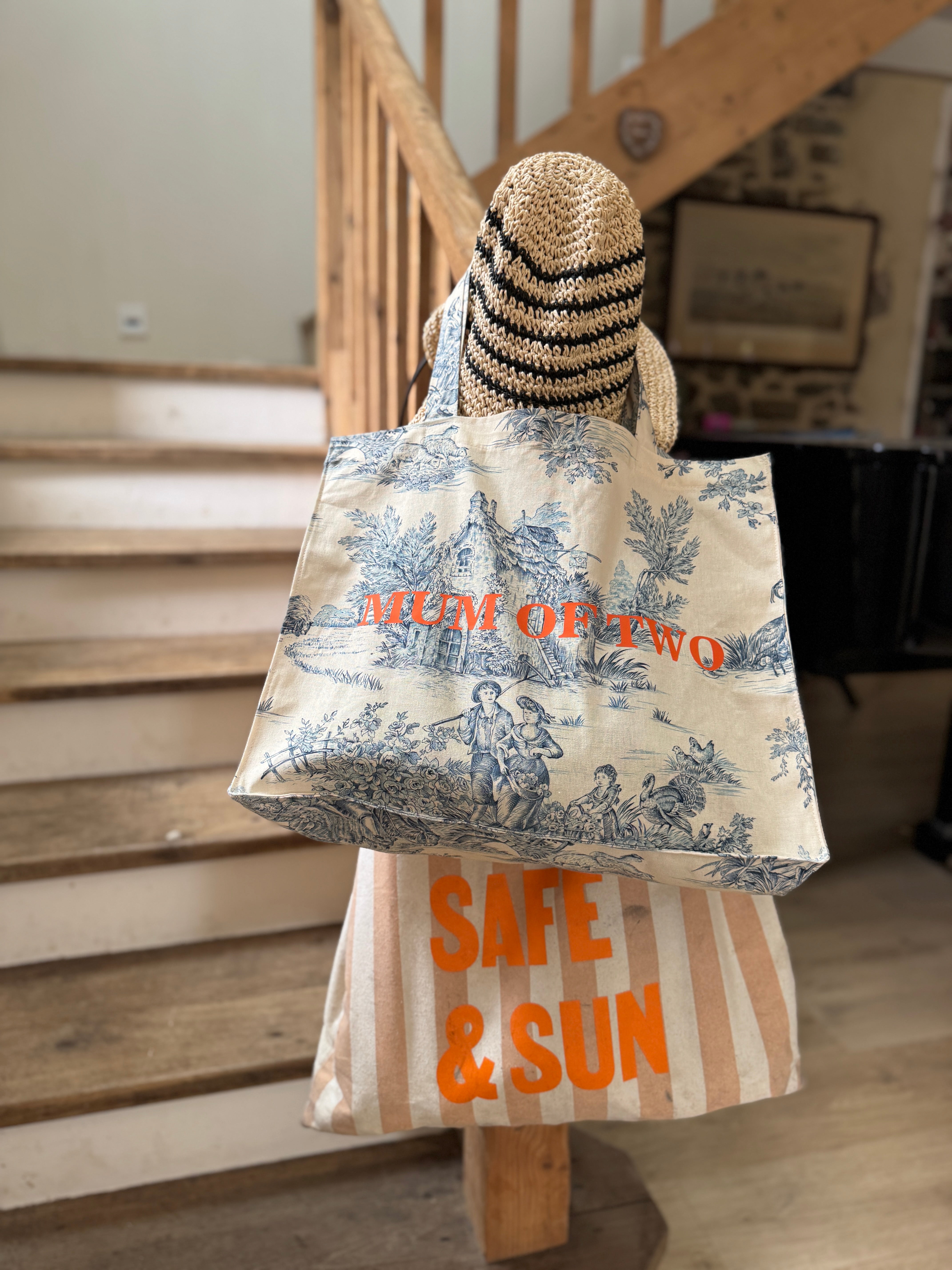 DAILY BAG BLEU IMPRIMÉ ORANGE