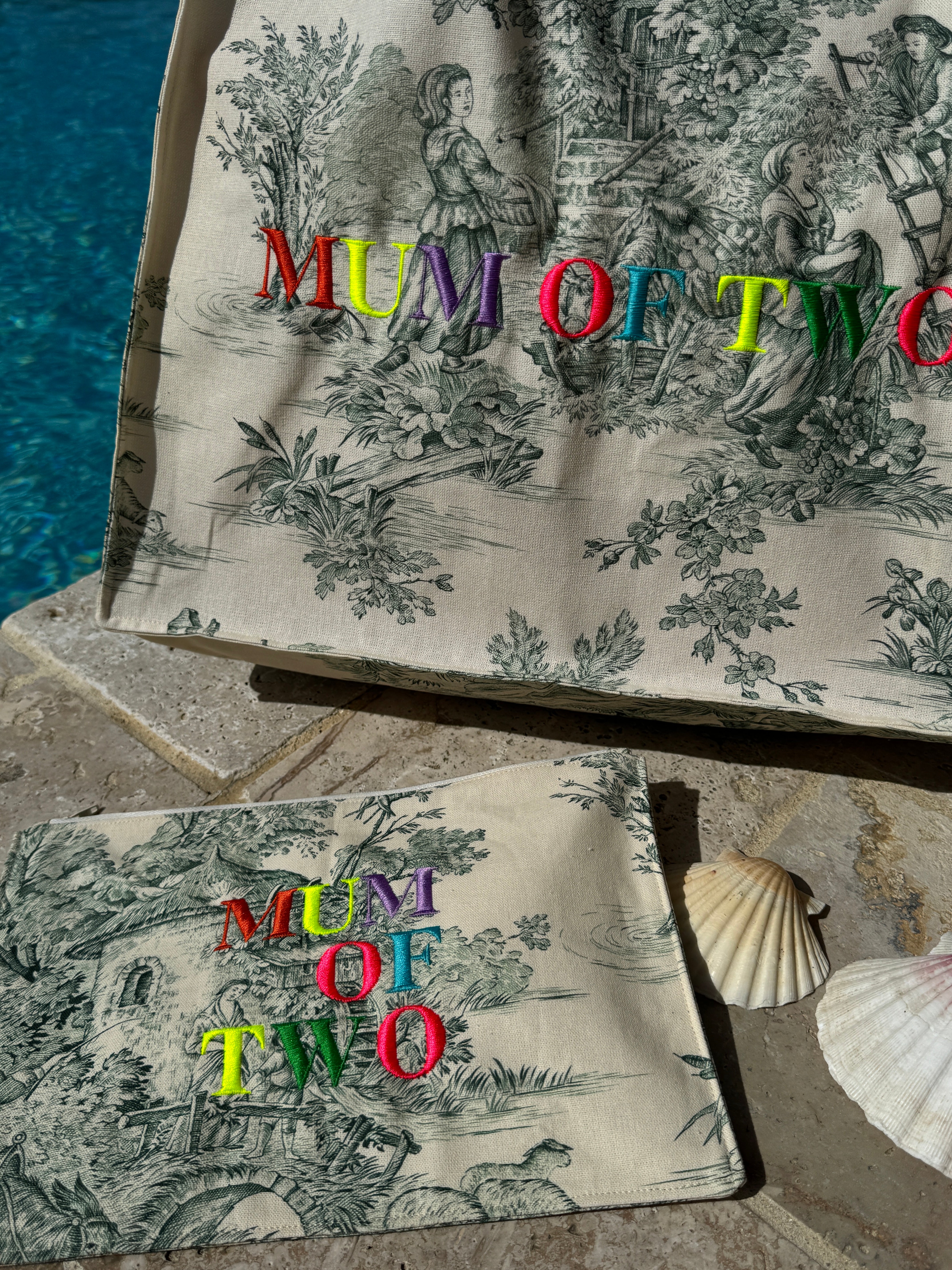 DAILY BAG VERT BRODÉ RAINBOW