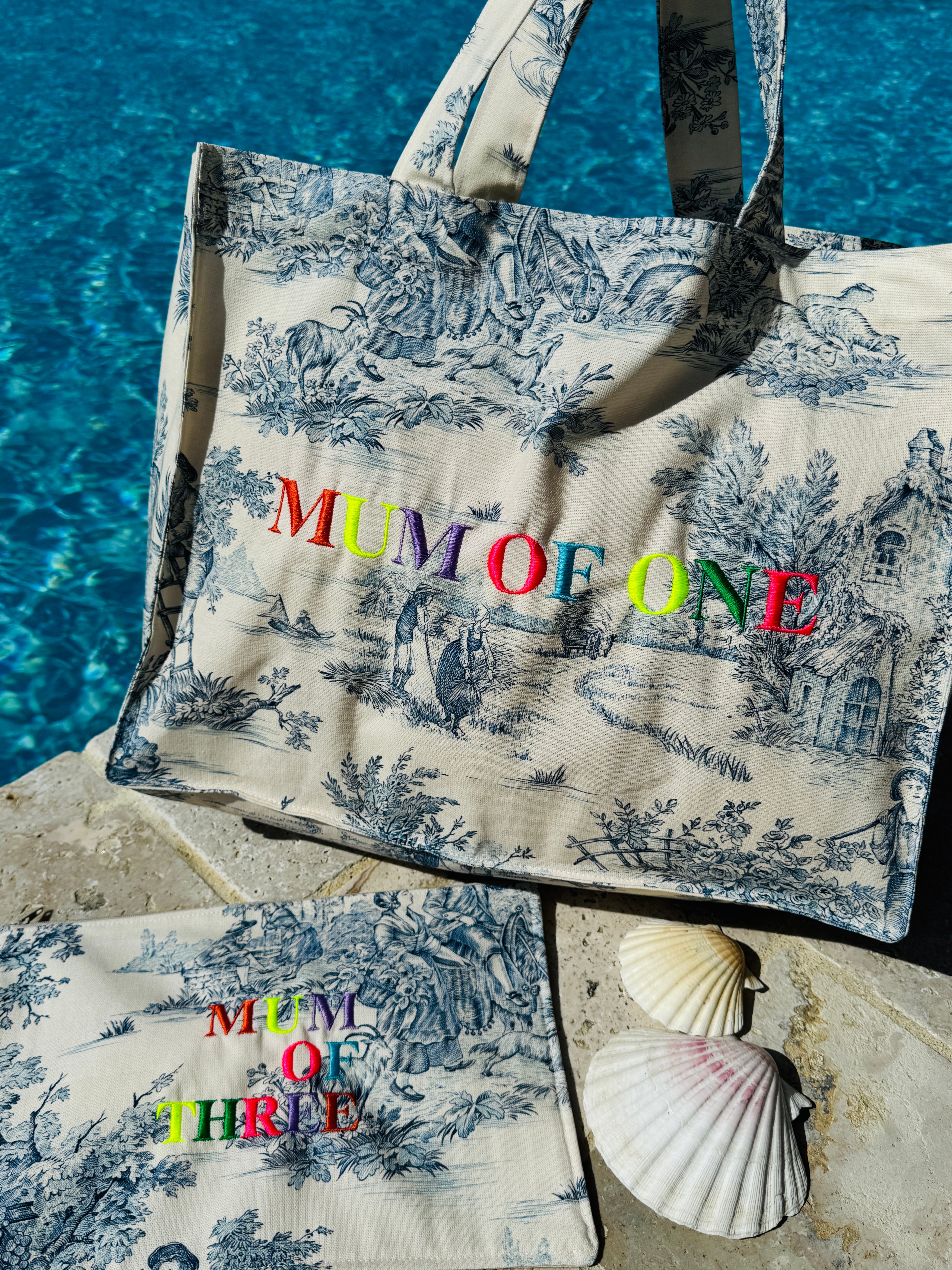 DAILY BAG BLEU BRODÉ RAINBOW