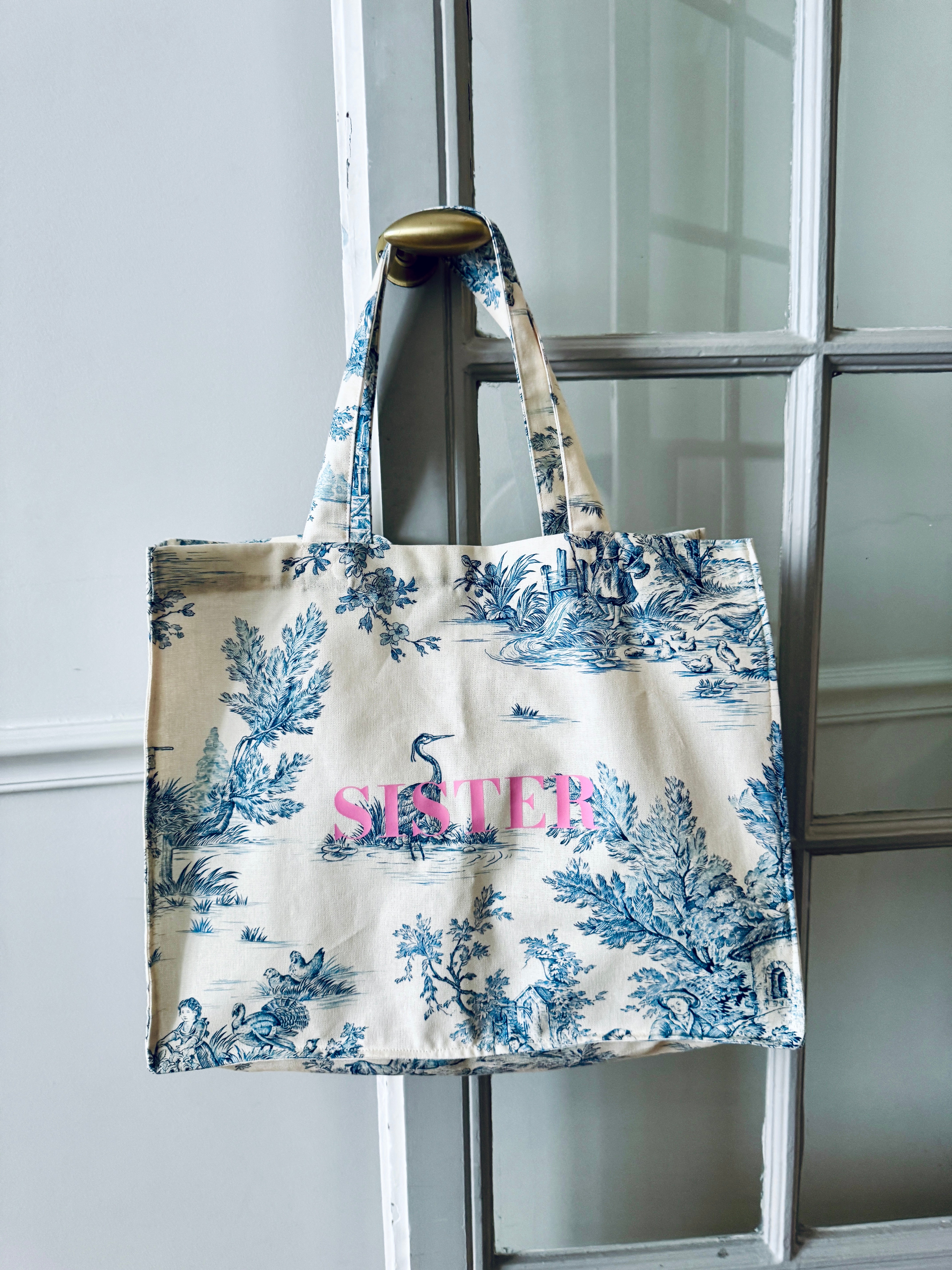 DAILY BAG SISTER BLEU IMPRIMÉ ROSE