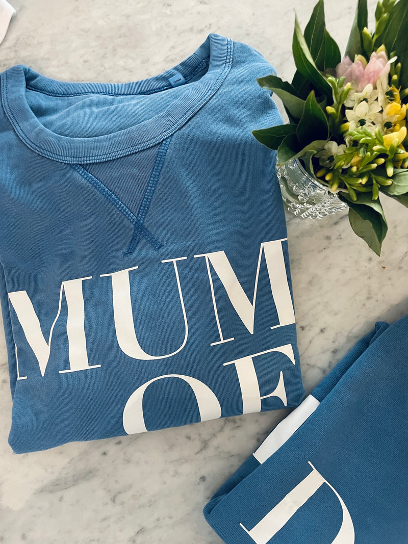 A Sweat-shirt  BLEU VINTAGE MUM OF ONE