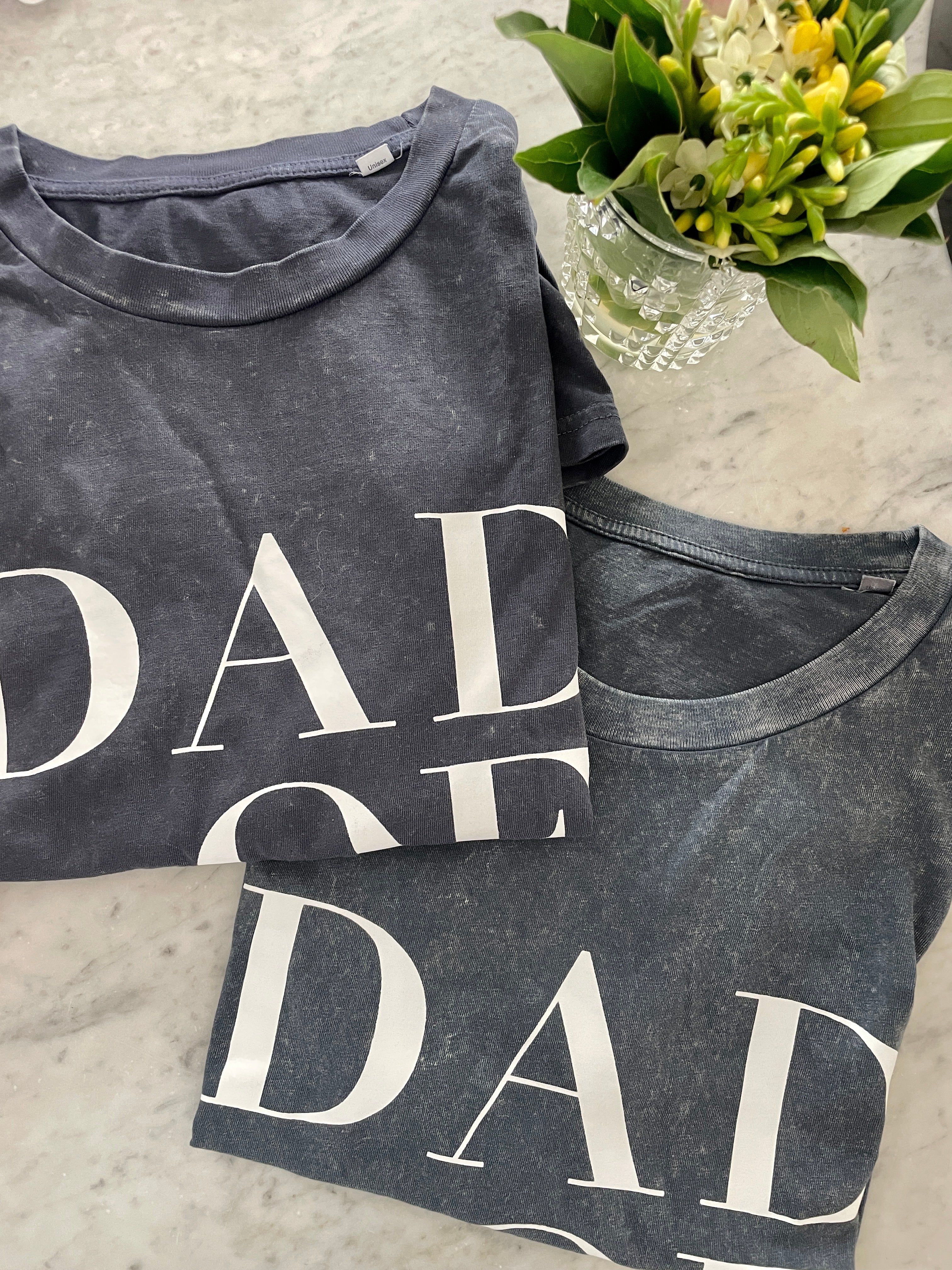 A vintage charcoal gray T Shirt DAD OF TWO