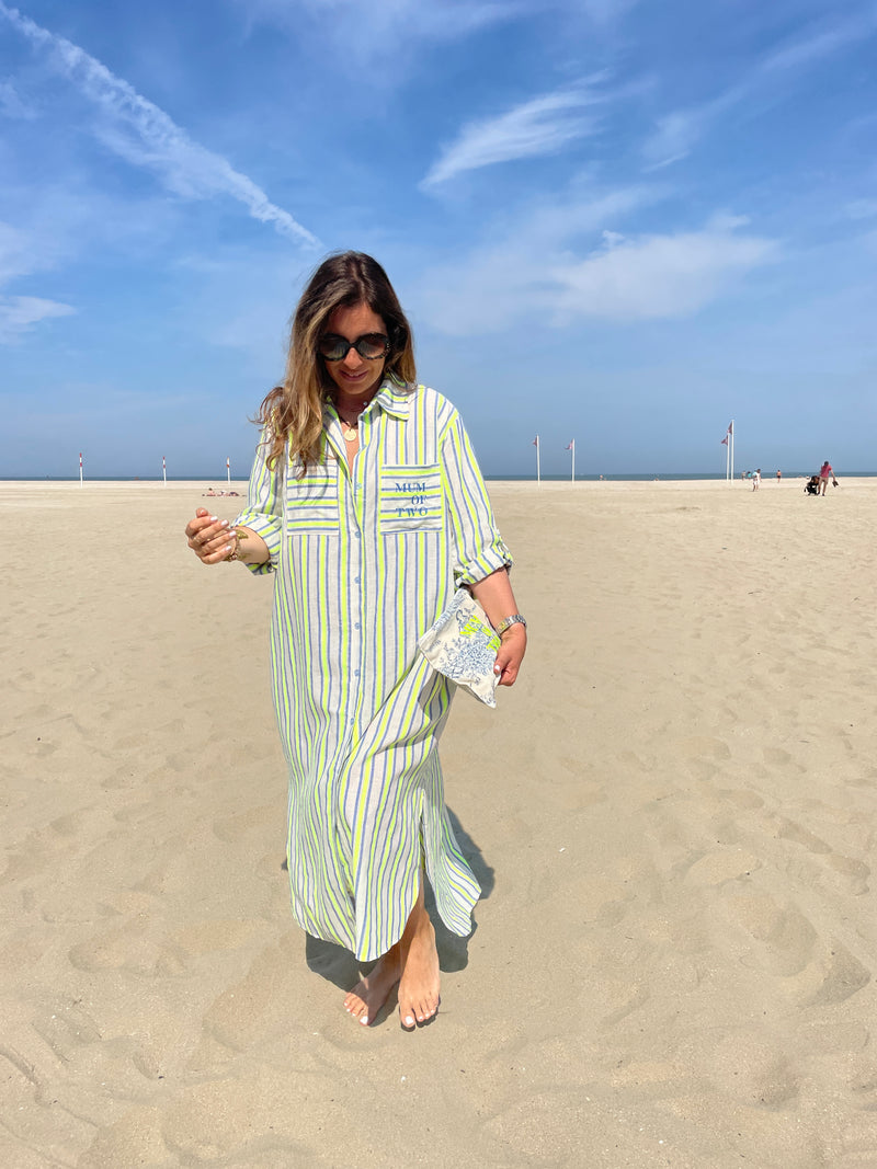ROBE RAYÉE BLEUE & VERTE