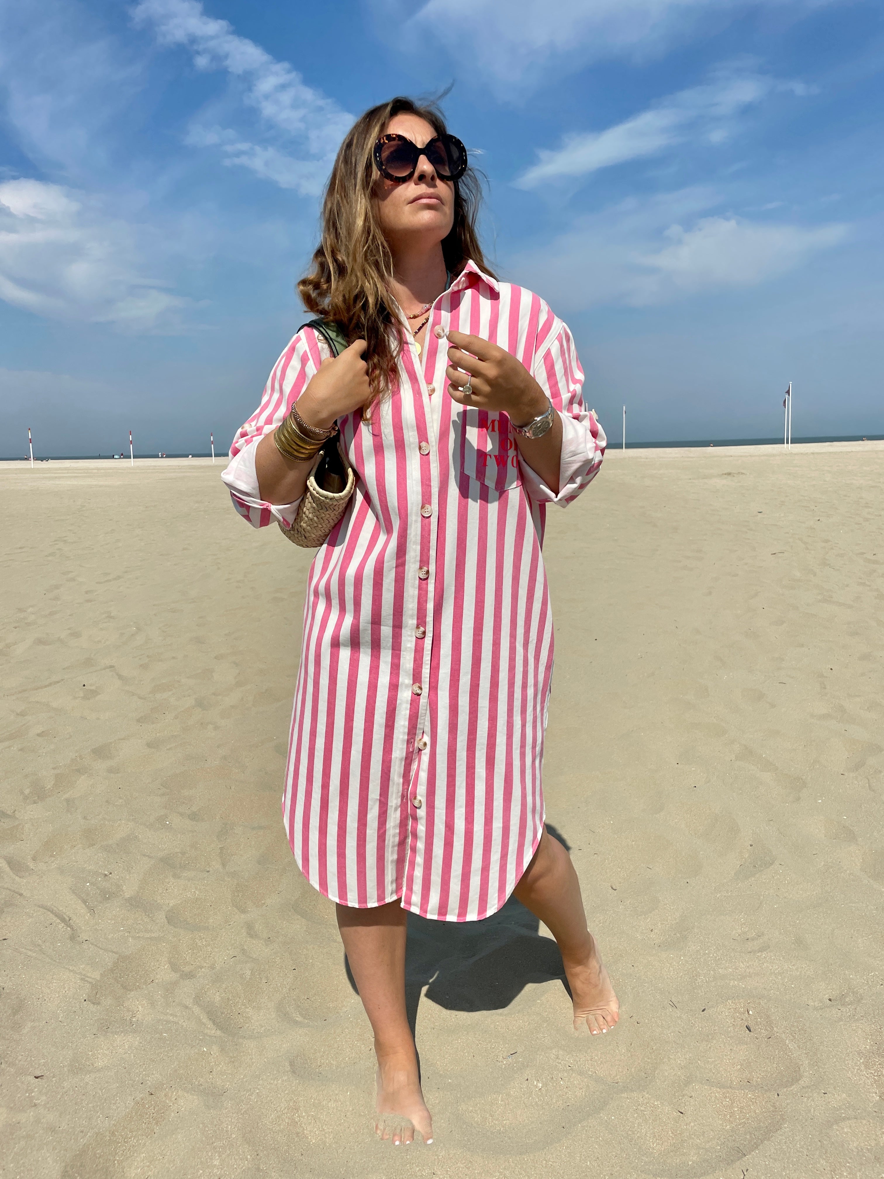 PINK &amp; WHITE STRIPED DRESS