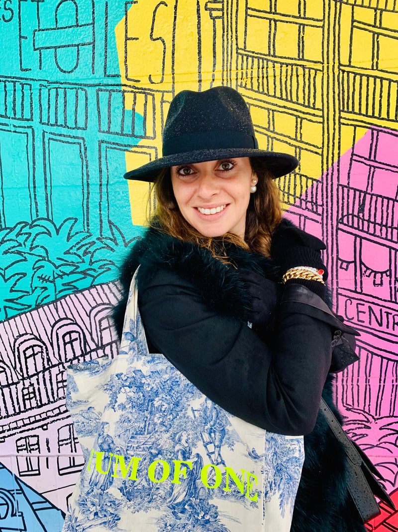 DAILY BAG BLEU IMPRIMÉ JAUNE FLUO