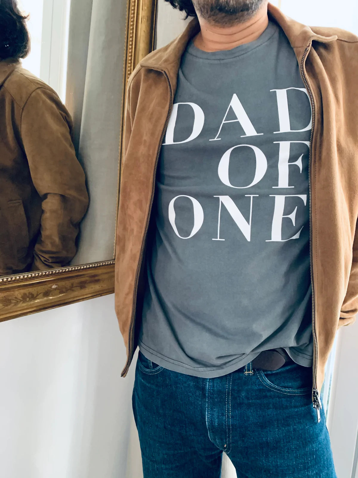A vintage charcoal gray T Shirt DAD OF TWO