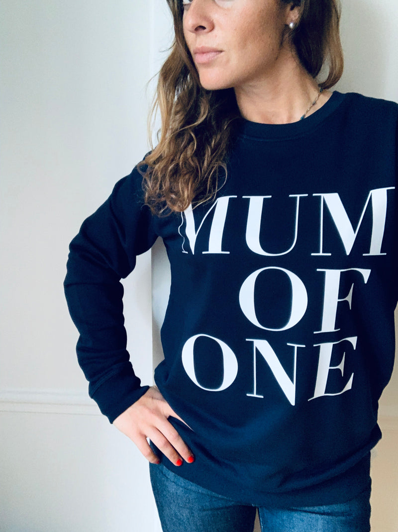 SWEAT-SHIRT BLEU MARINE MUM OF ONE, MUM OF TWO, THREE...