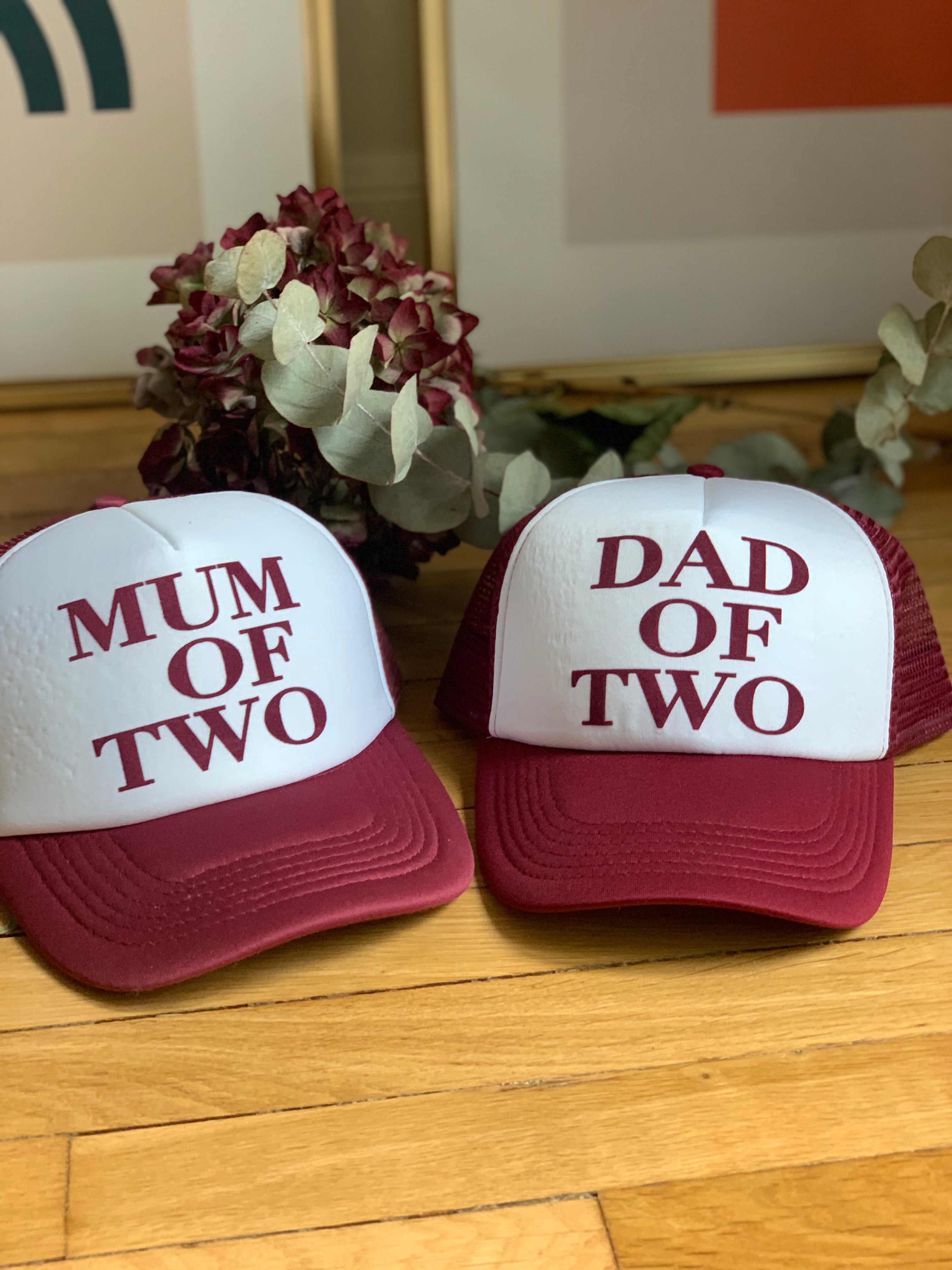 MUM OF CAP - BORDEAUX RED AND WHITE - Available for MUM OF ONE, TWO, THREE...