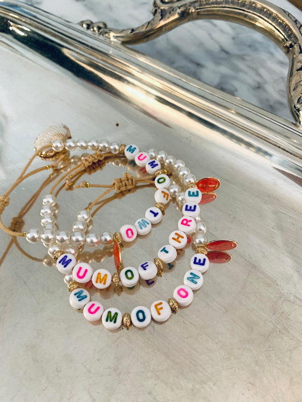 BRACELET PERLES : MUM OF ONE, MUM OF TWO, MUM OF THREE, FOUR...
