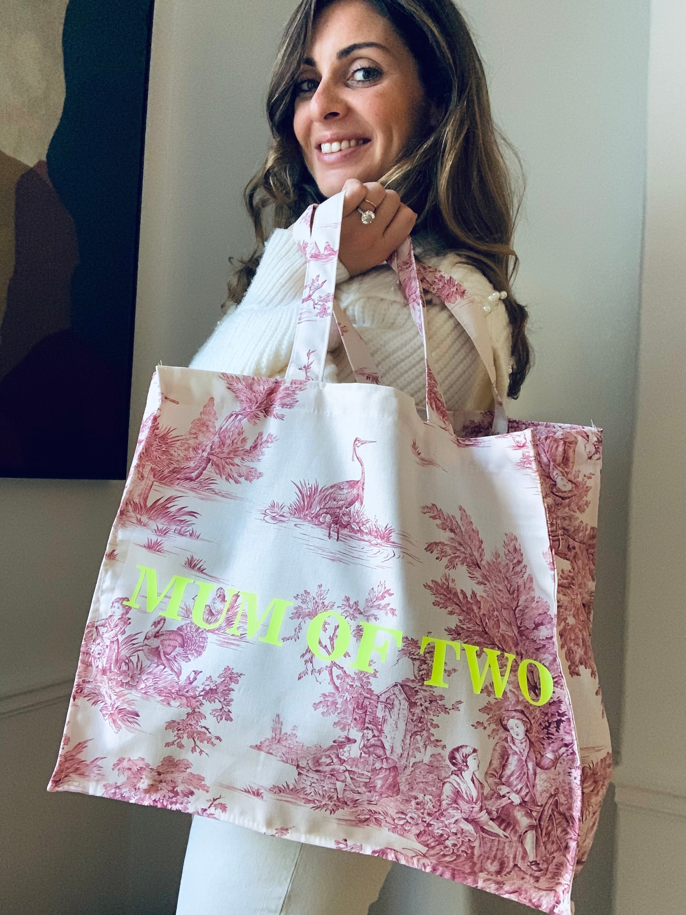 DAILY TOTE PINK FLUO YELLOW PRINT