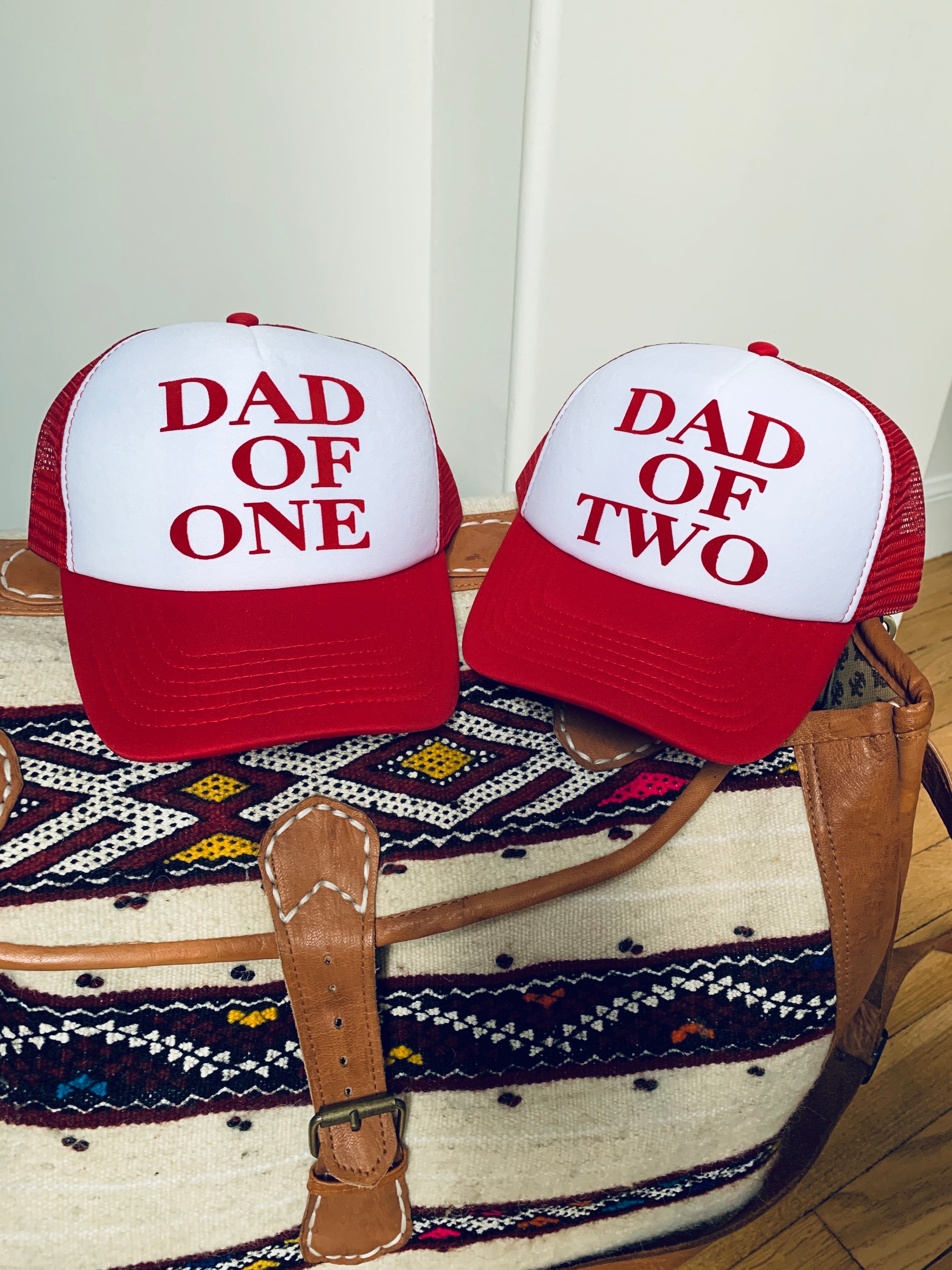 DAD OF CAP - RED AND WHITE - Available for DAD OF ONE, TWO, THREE...
