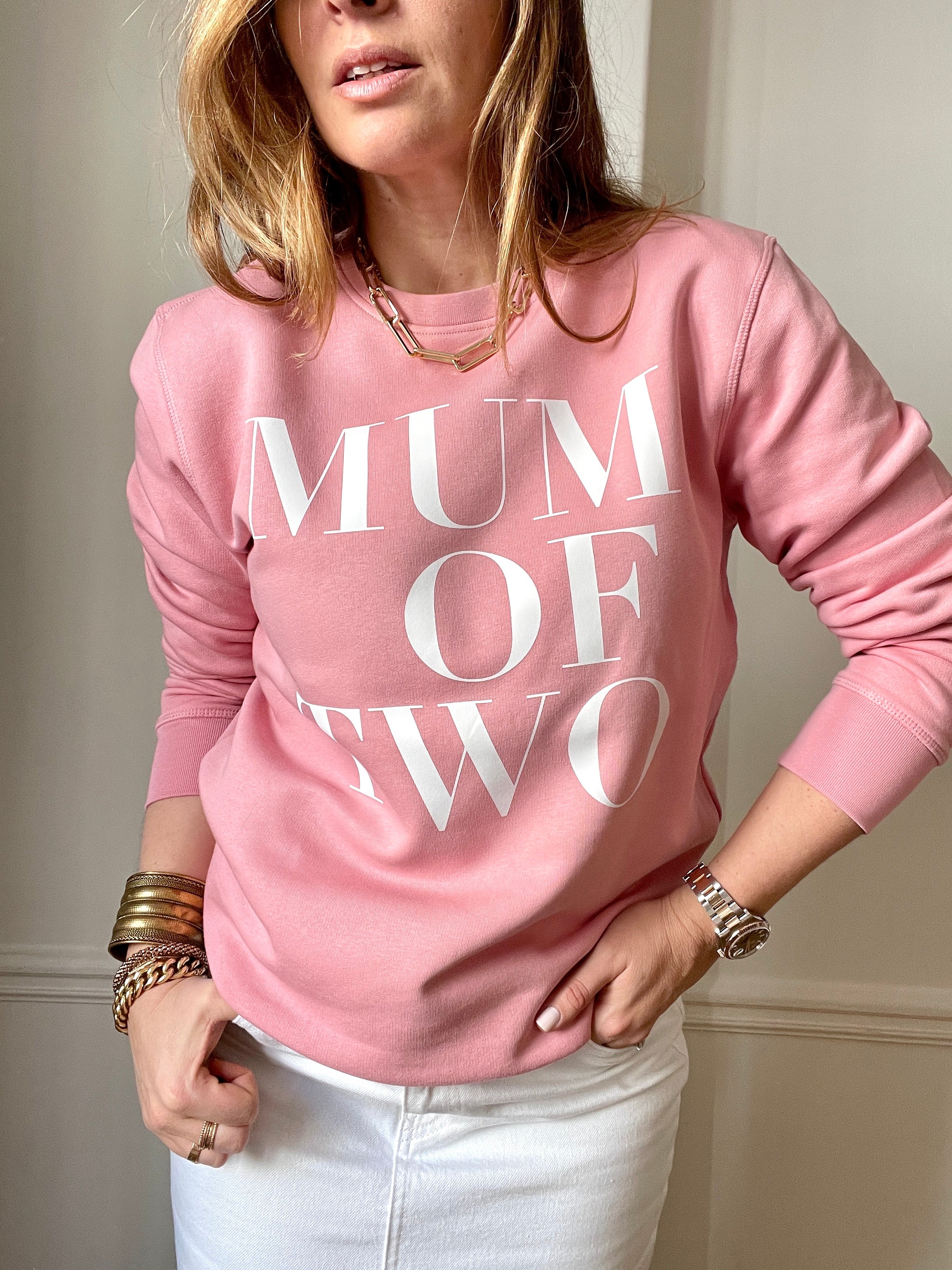 SWEAT-SHIRT ROSE MUM OF ONE, MUM OF TWO, THREE...