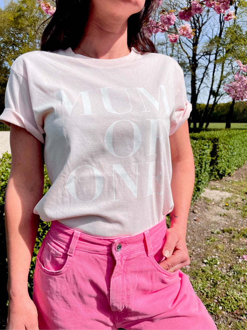 T-SHIRT ROSE PASTEL MUM OF ONE, MUM OF TWO, MUM OF THREE, MUM OF FOUR...