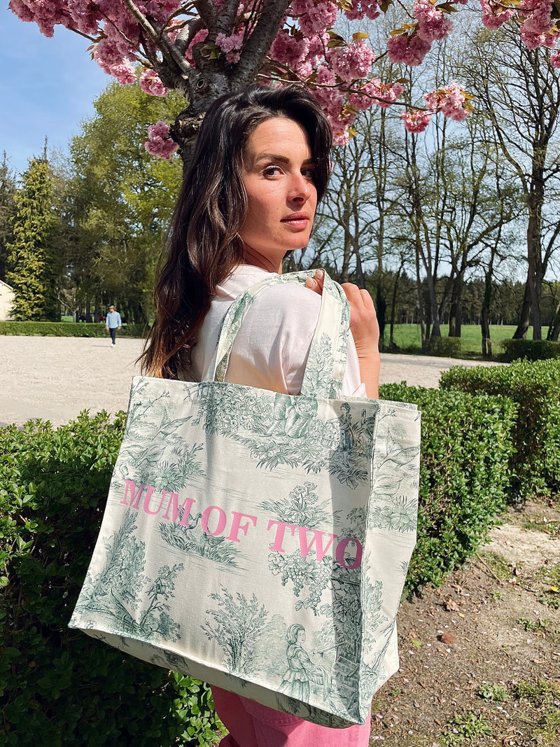 DAILY BAG VERT IMPRIMÉ ROSE