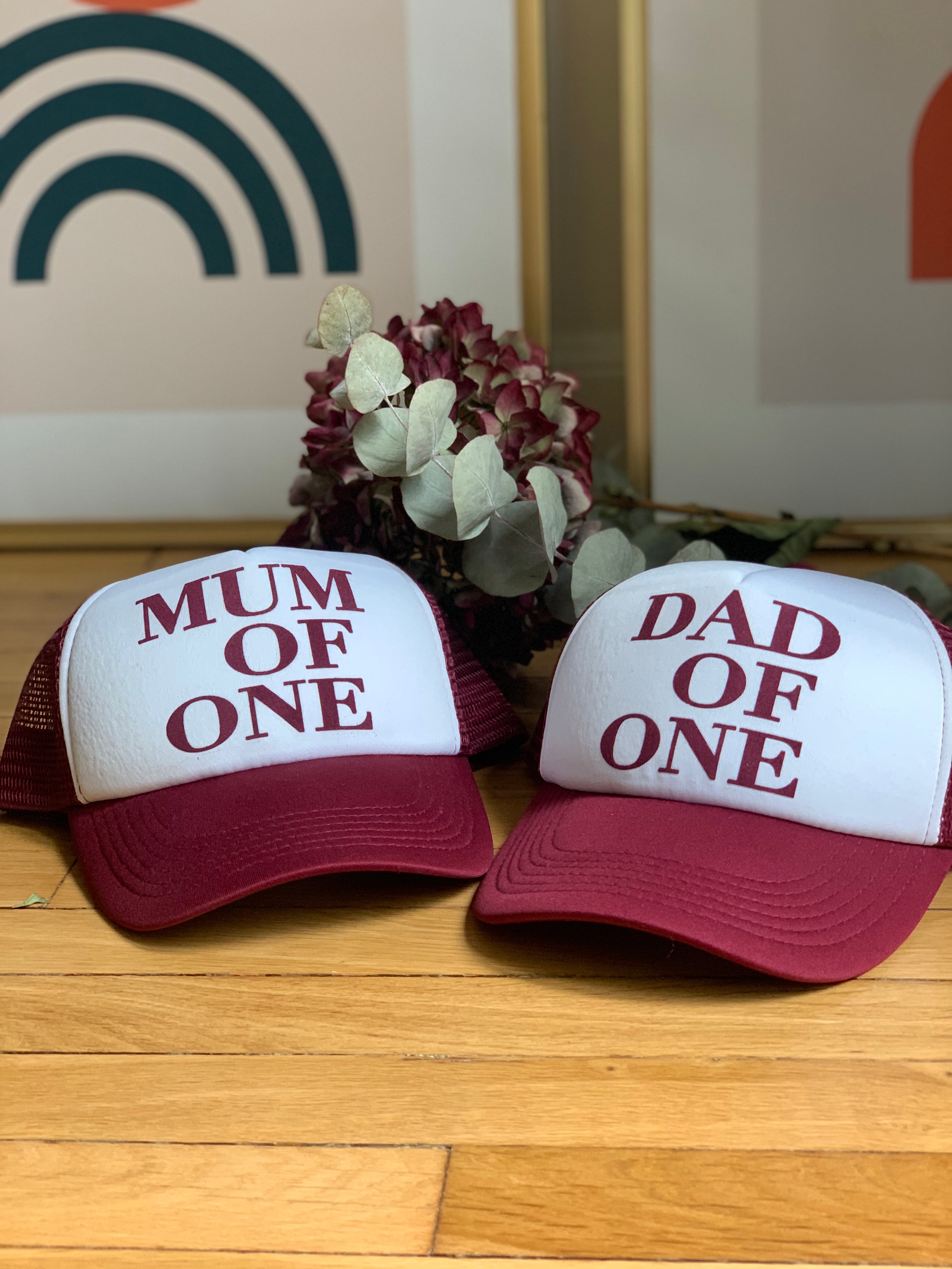 DAD OF CAP - BORDEAUX RED AND WHITE - Available for DAD OF ONE, TWO, THREE...