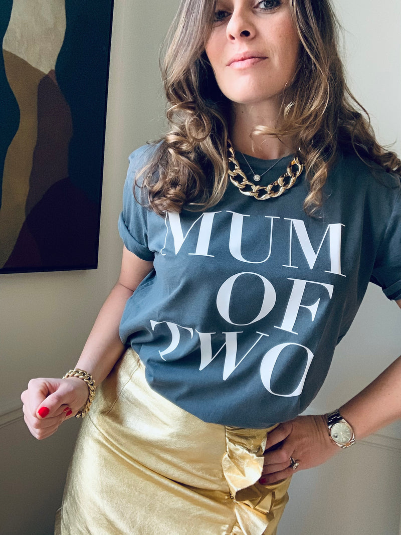 T-SHIRT ANTHRACITE VINTAGE MUM OF ONE, MUM OF TWO, MUM OF THREE, MUM OF FOUR...