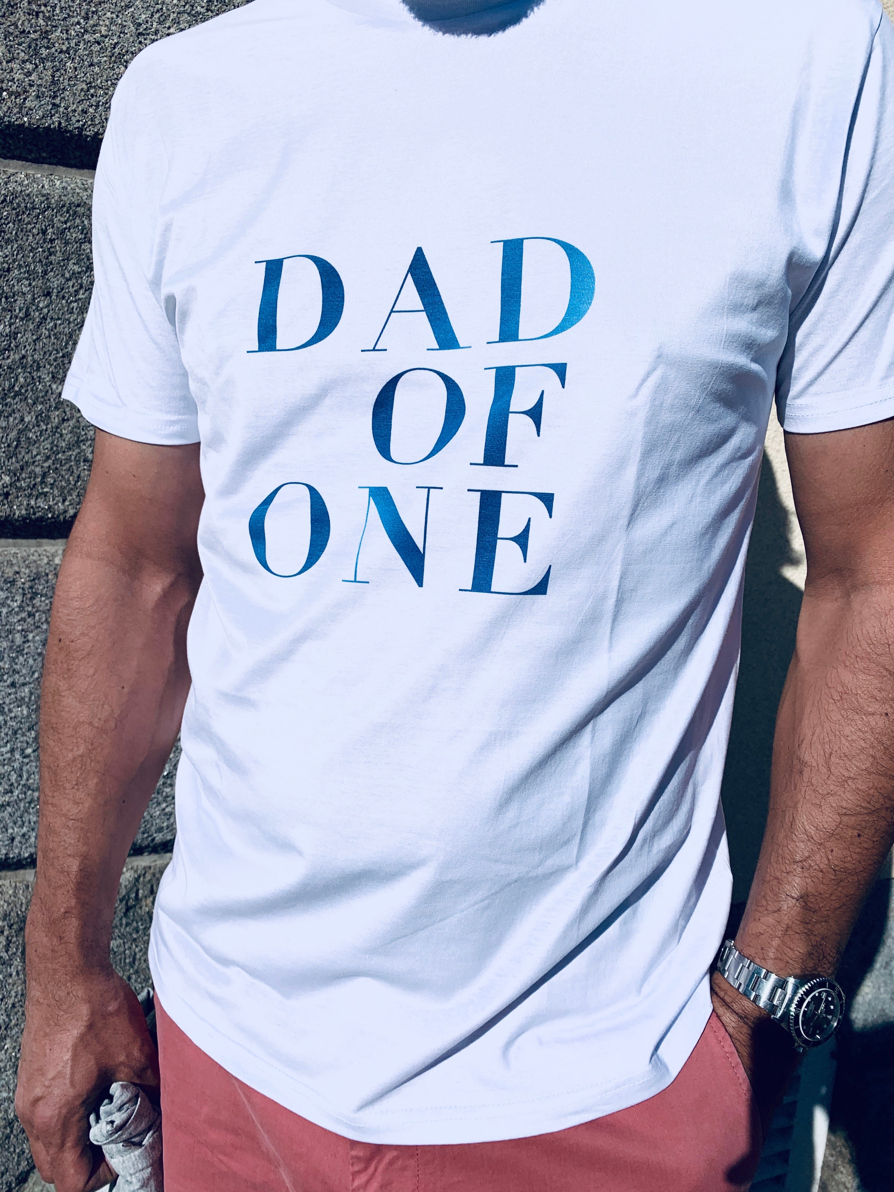 DAD OF TIE &amp; DYE BLUE Available for all DAD OF ONE, DAD OF TWO, DAD OF THREE, DAD OF FOUR, FIVE, SIX, TWINS, DAD TO BE